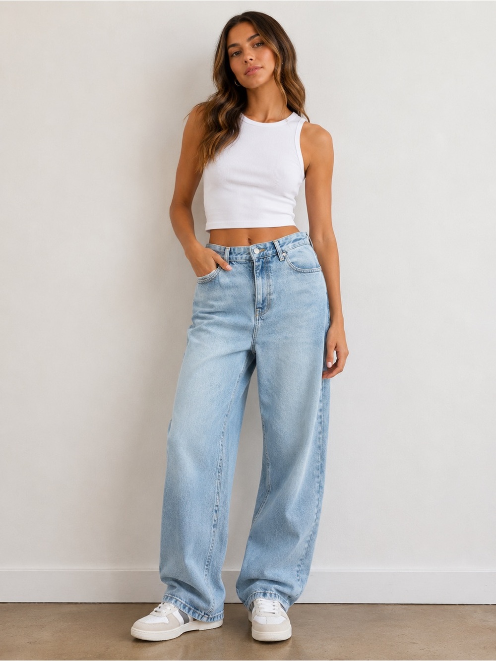 Pull&Bear baggy Light Wash Wide-Leg High-Rise Jeans 30
